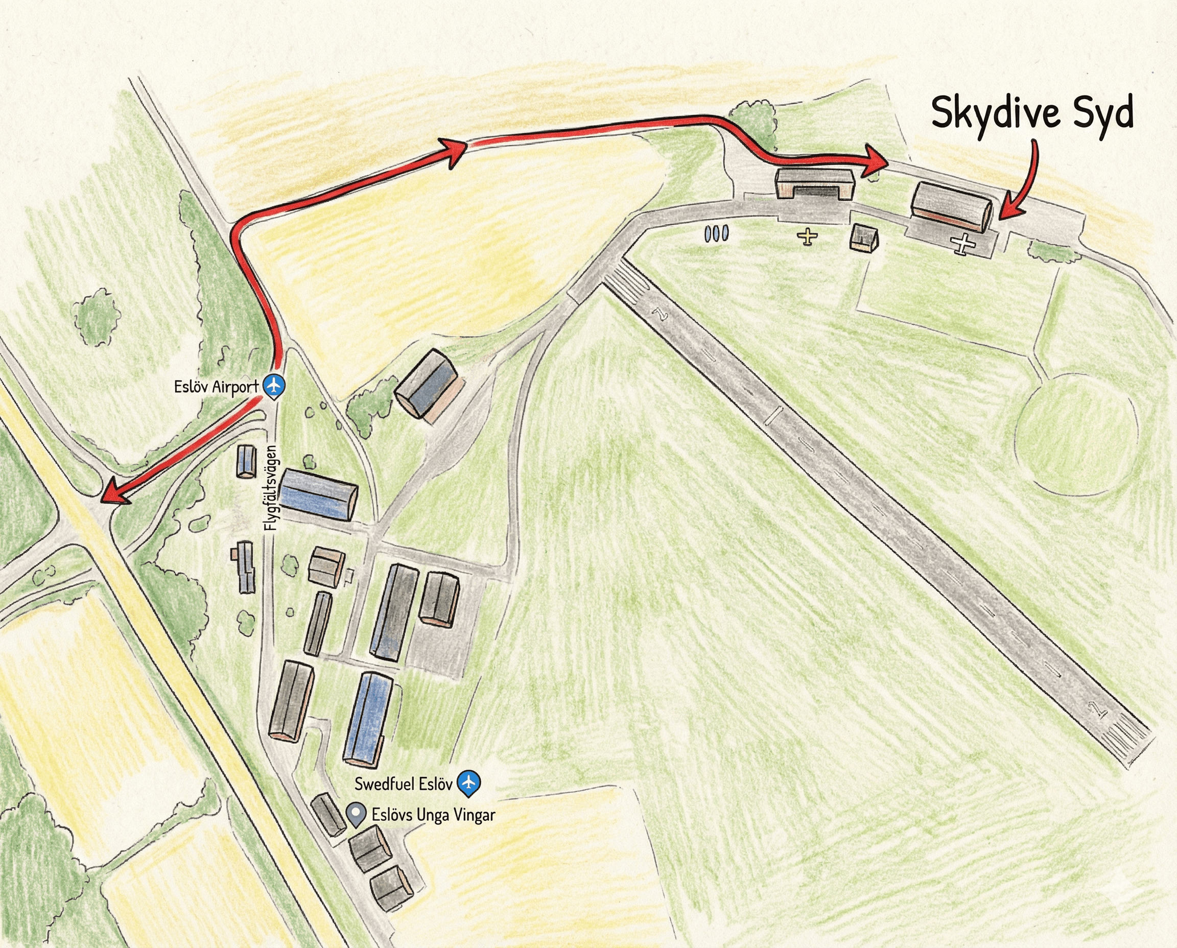 Karta till Skydive Syd